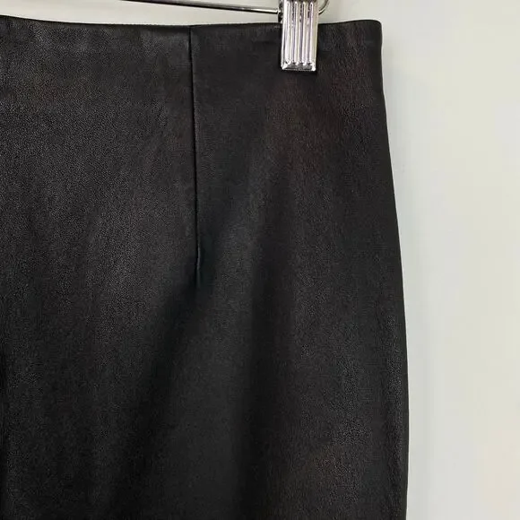 Nordstrom Black Genuine Leather High-Waisted Slim Flare Trouser Pants Size 6 - Picture 6 of 8